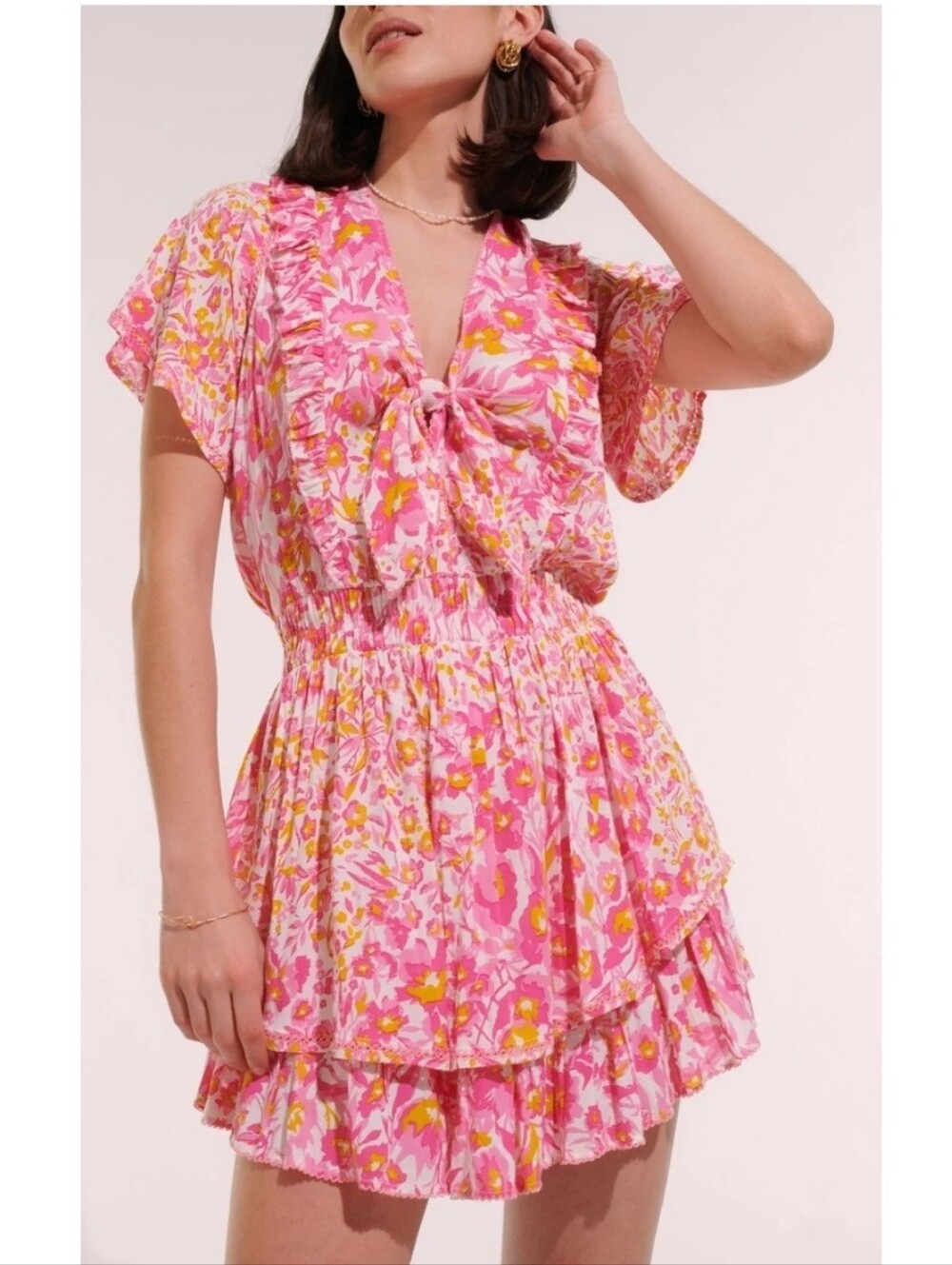 Poupette St Barth Alyson Pink Nuances Floral Mini Dress